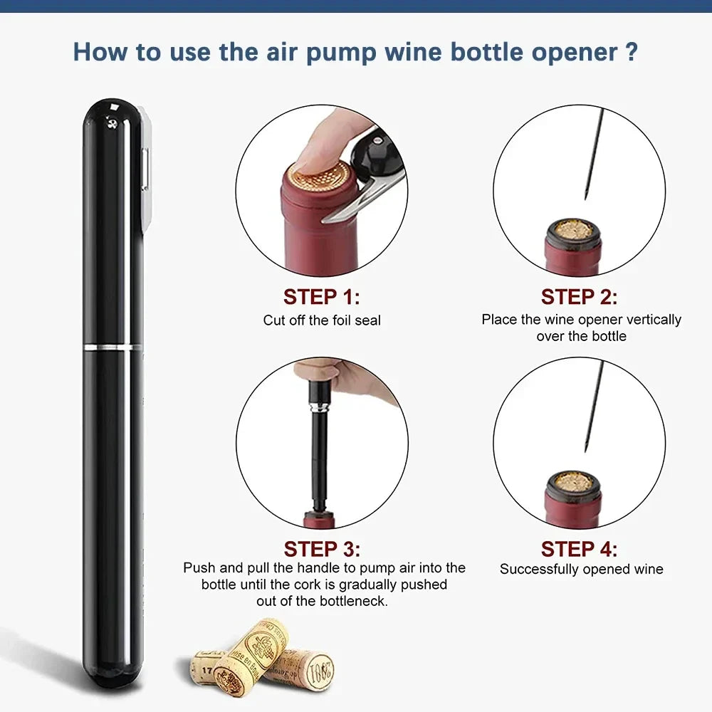 Quick 2-in-1 Wine Bottle Air Pump Opener