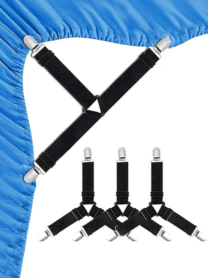 Easy Fit Bed Sheet Holders - 4 Pack Adjustable Straps