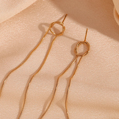 Delicate Gold Circle Drop Earrings