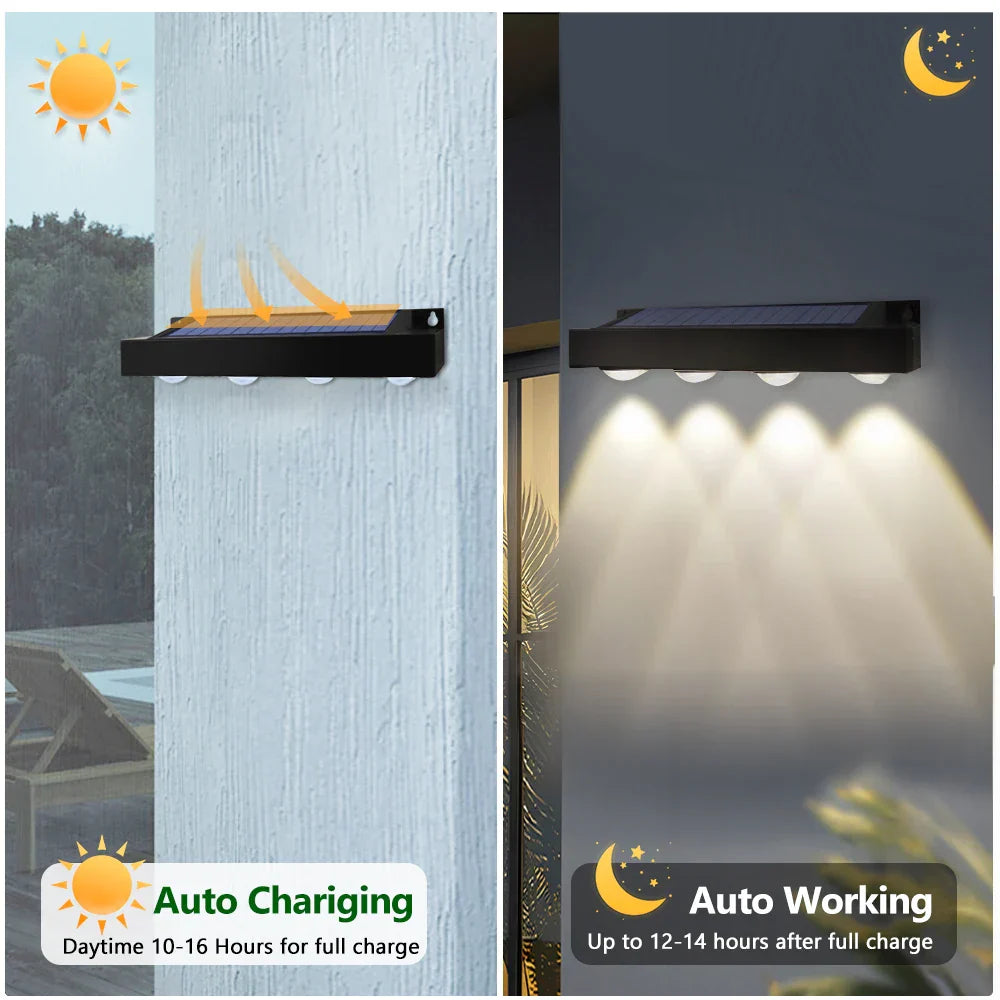 Solar Powered Outdoor LED Garden Lights 4-Pack