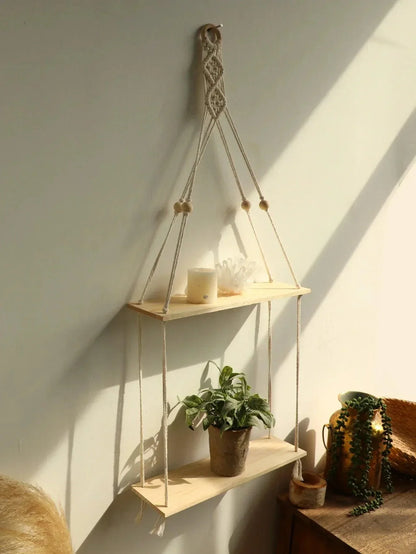 Rustic Macrame Wood Wall Decor