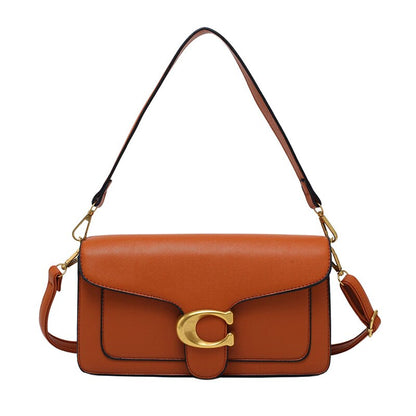 Premium Chic Faux Leather Tote Bag Gold Brown Accent - Fesara