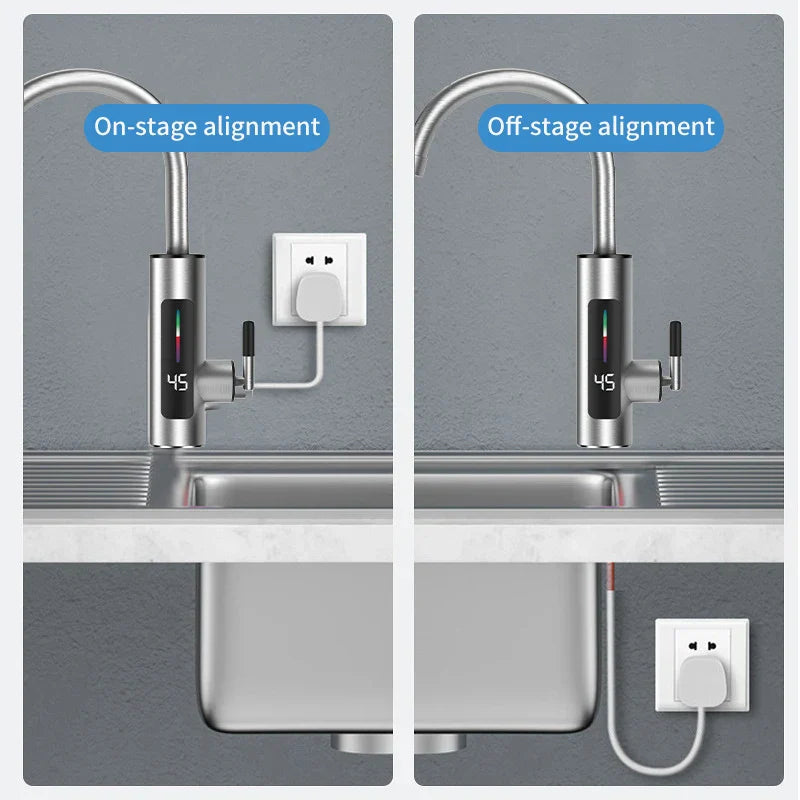 Instant Hot Water Kitchen Faucet 3000W Stainless Steel