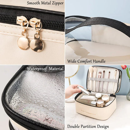 Clear Travel Makeup Bag 2-in-1 Waterproof Pouch