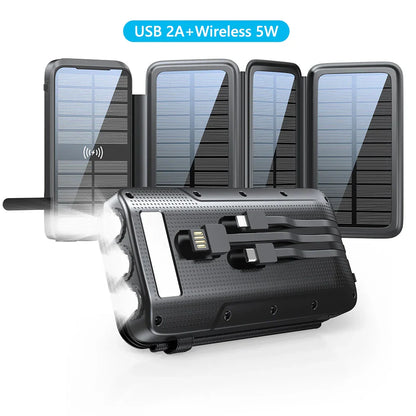 Portable Solar Power Bank 43800mAh Fast Charger