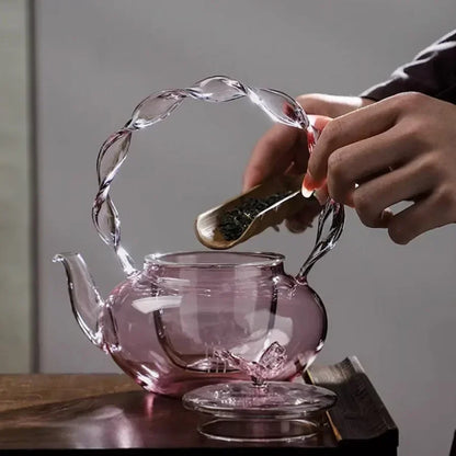 Delicate Flower Top Glass Loose Leaf Teapot