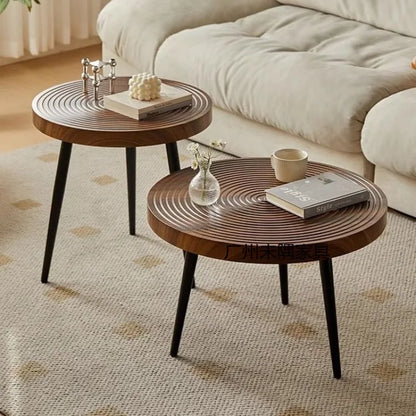 Traditional Round Wood Coffee Table Japanese Style Low Table