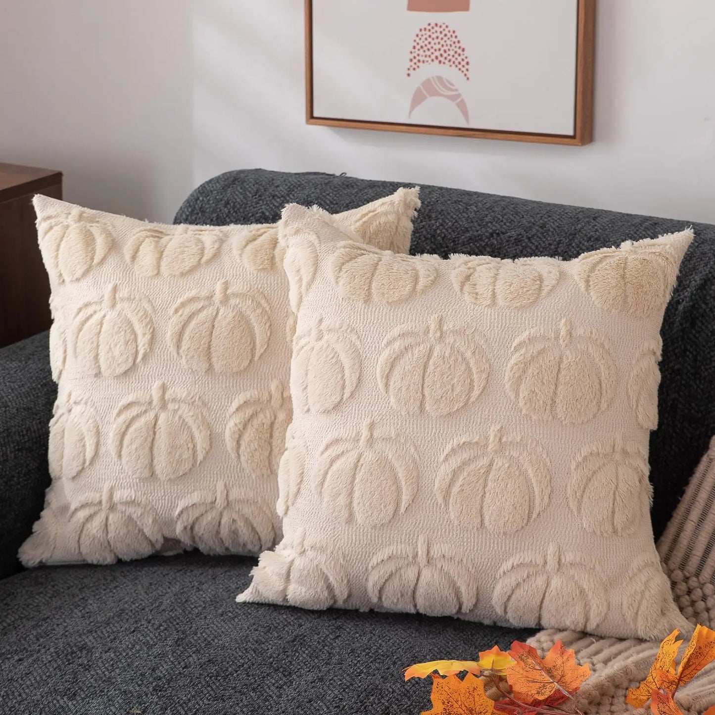 Plush Faux Fur Autumn Pillow Cover