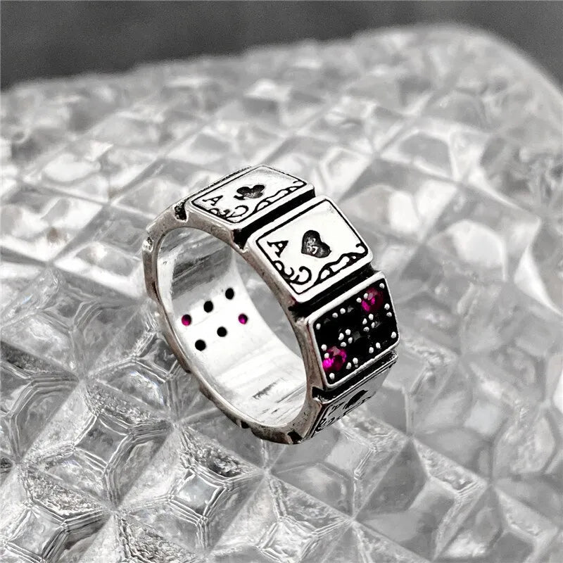 Fashionable Card Theme Adjustable Cuff Rings - Fesara