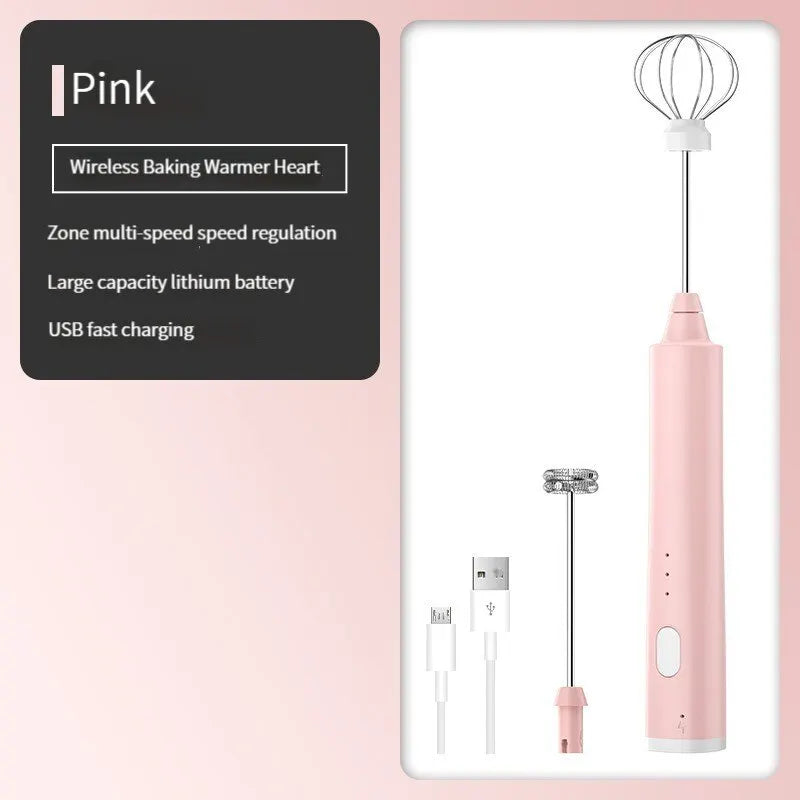 Portable Electric Milk Frother with 2 Interchangeable Tips - Fesara