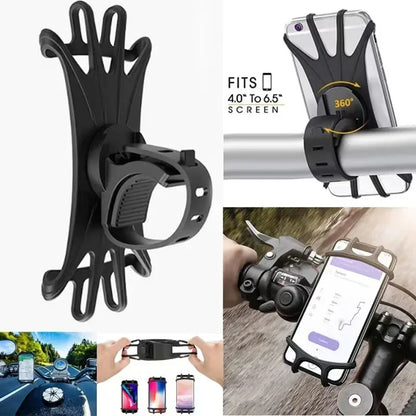 Flexible Bike Phone Mount 360 Rotate Silicone Holder