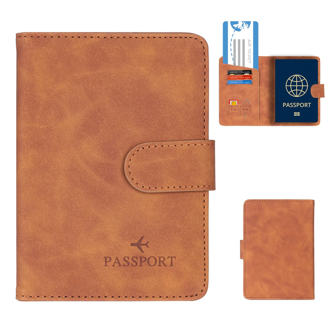 Genuine Leather Passport Wallet with RFID Blocker
