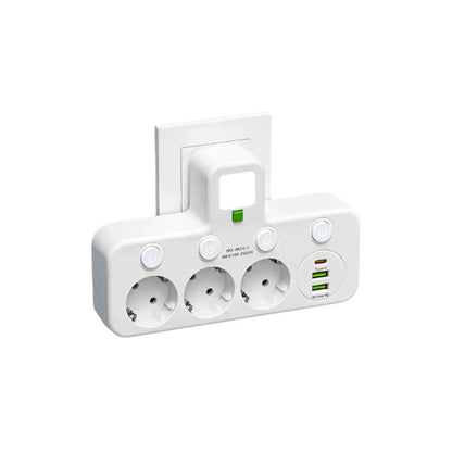 Powerful 4 Socket Surge Protector with USB and Type C