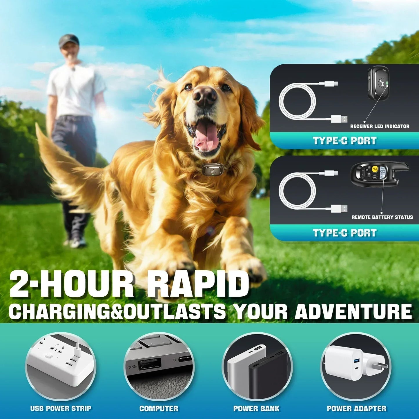 Waterproof Rechargeable Dog Training Collar with Remote