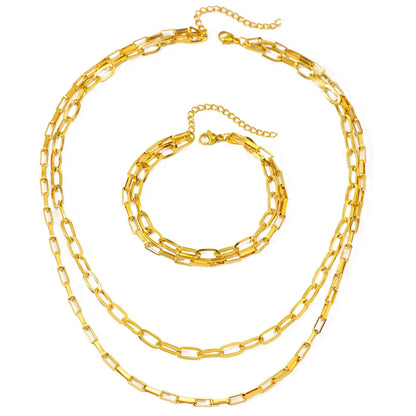 Stackable Paperclip Chain Bracelet Necklace Set