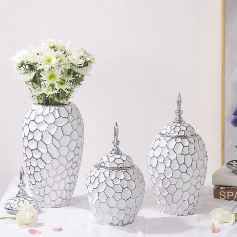 Elegant Gold Ceramic Vase Decorative Home Accent