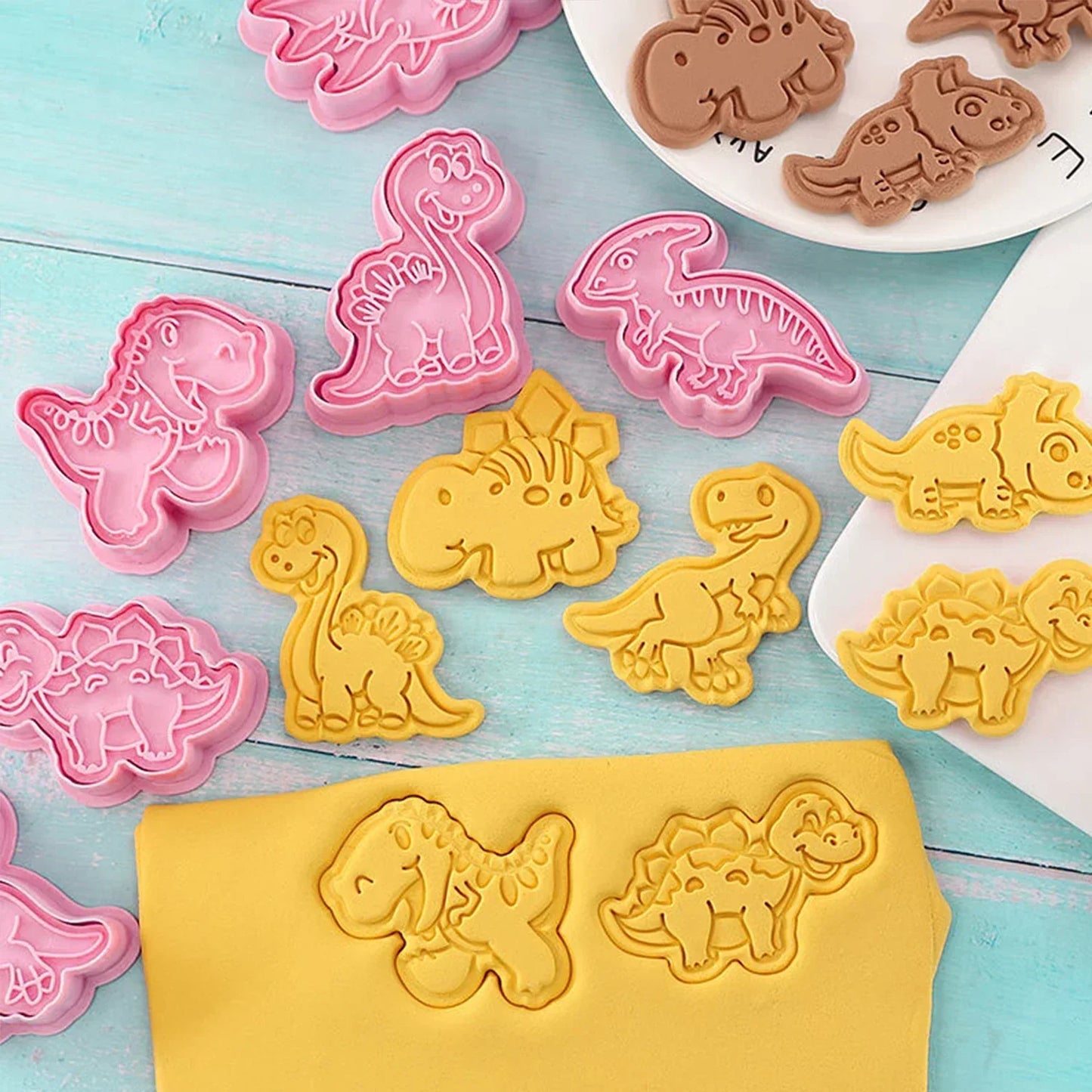 Colorful Dinosaur Cookie Cutters Set of 8