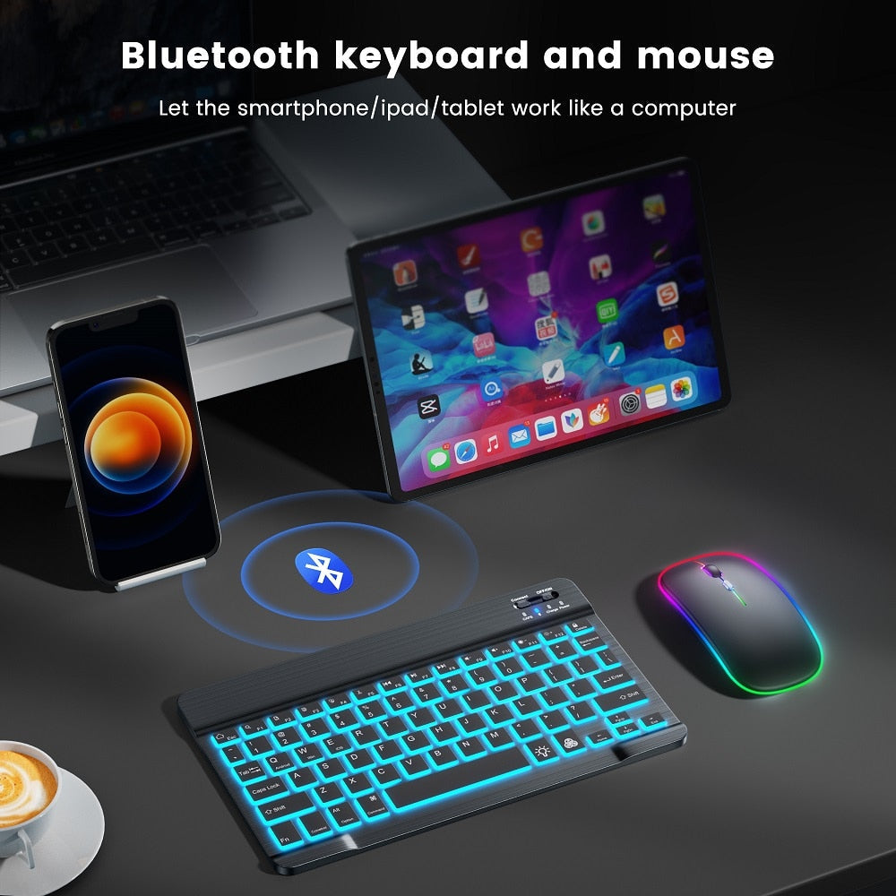 Compact Wireless Bluetooth Keyboard Mouse Combo