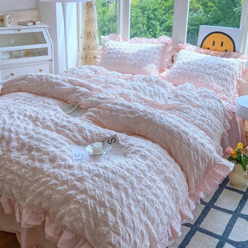 Soft Ruffled Bedroom Duvet Cover Set