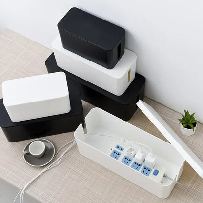 Cable Management Box with Lid - Cord Organizer & Protector