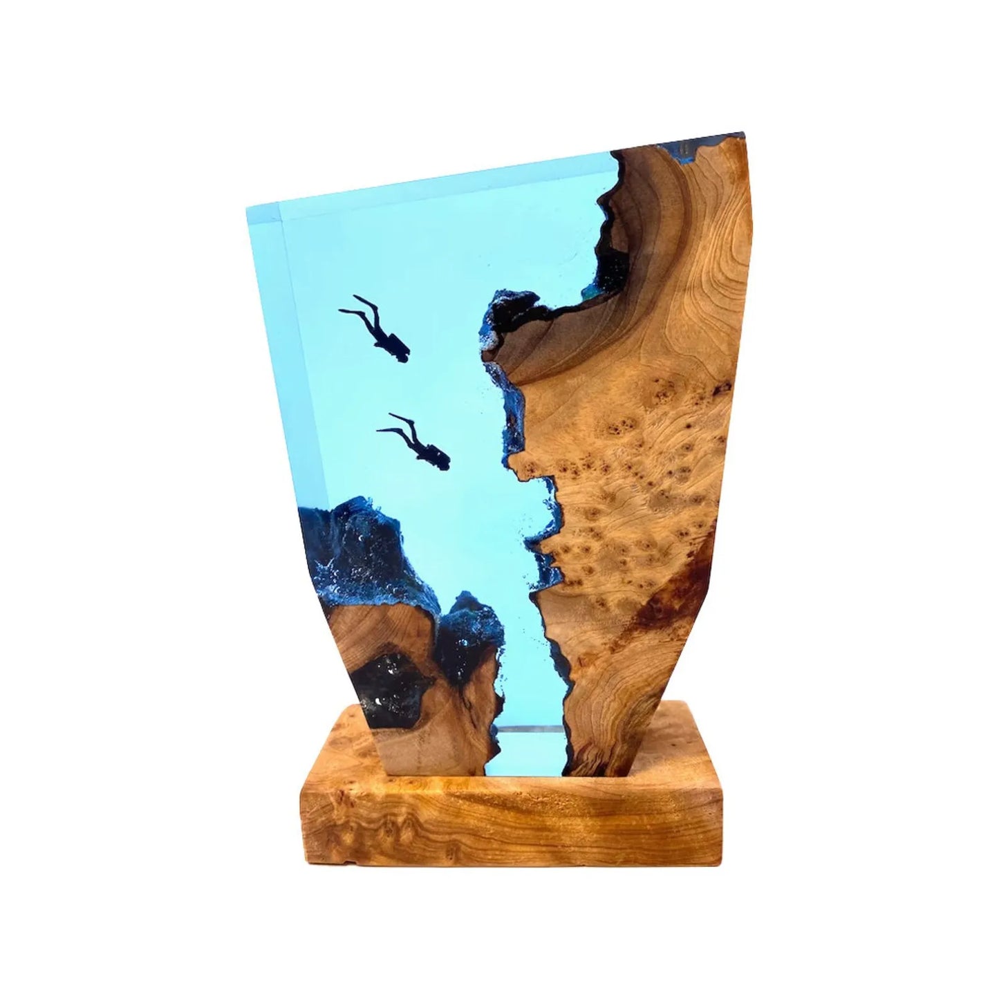 Calming Coastal Glass Table Lamp with USB Charger