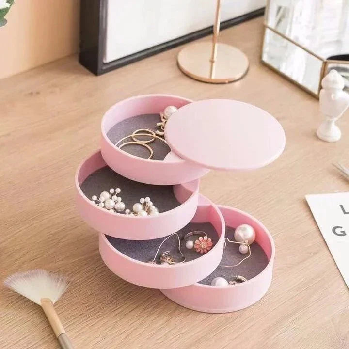 Rotating 5 Tier Jewelry Storage Case with Lid