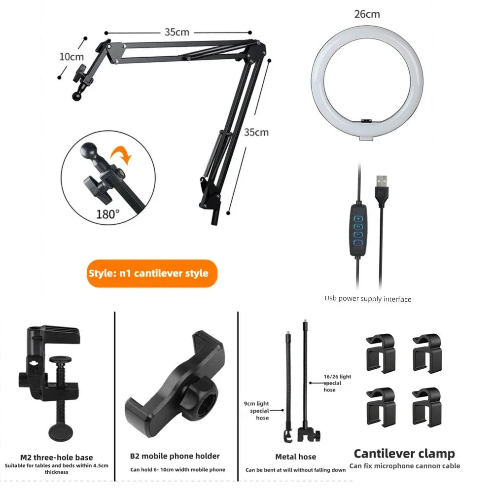 Portable LED Ring Light with Phone Clip