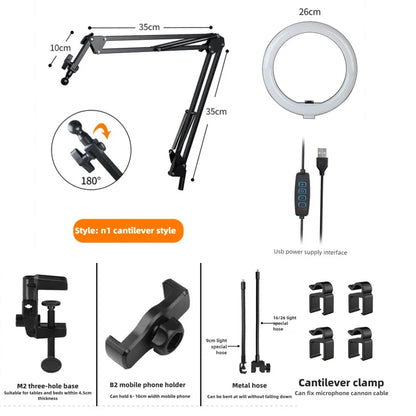 Portable LED Ring Light with Phone Clip