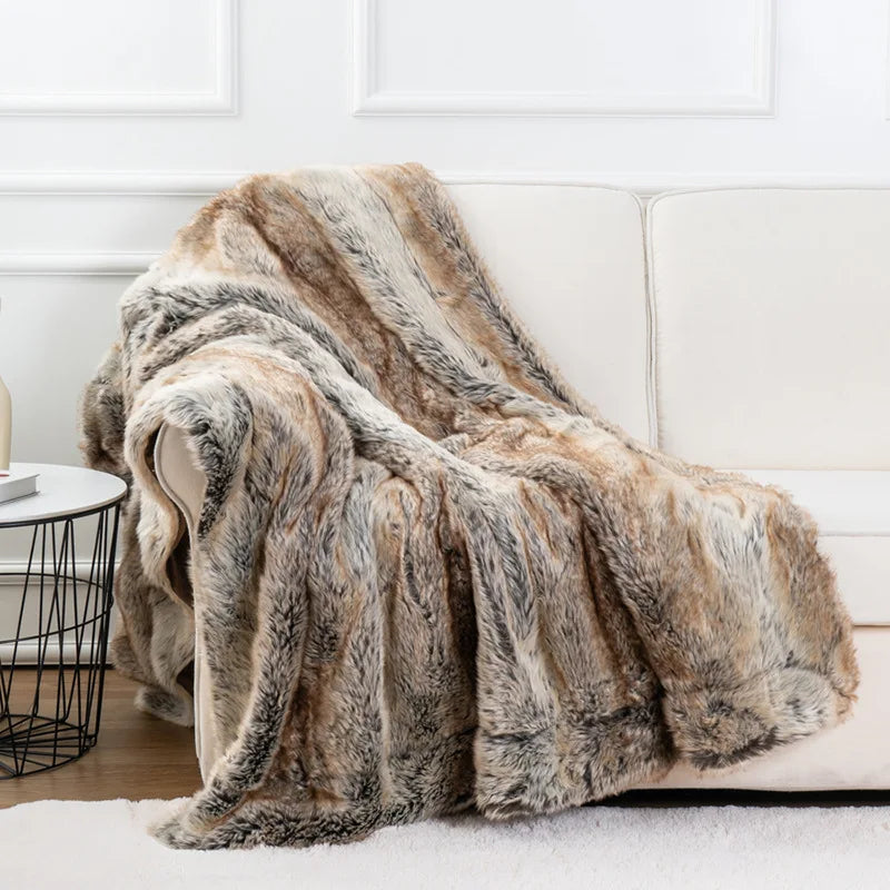 Plush Faux Fur Throw Blanket - Warm & Super Soft