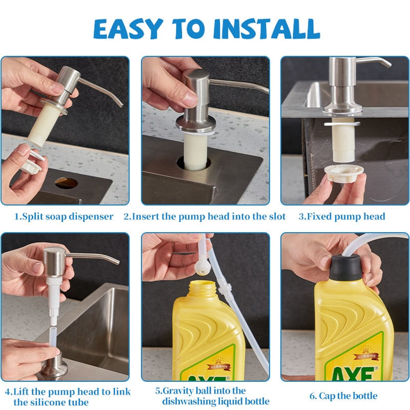 Stainless Built-in Soap Dispenser Kitchen Sink Kit