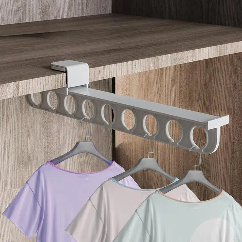 Space Saving Retractable Closet Hanger Organizer Rail
