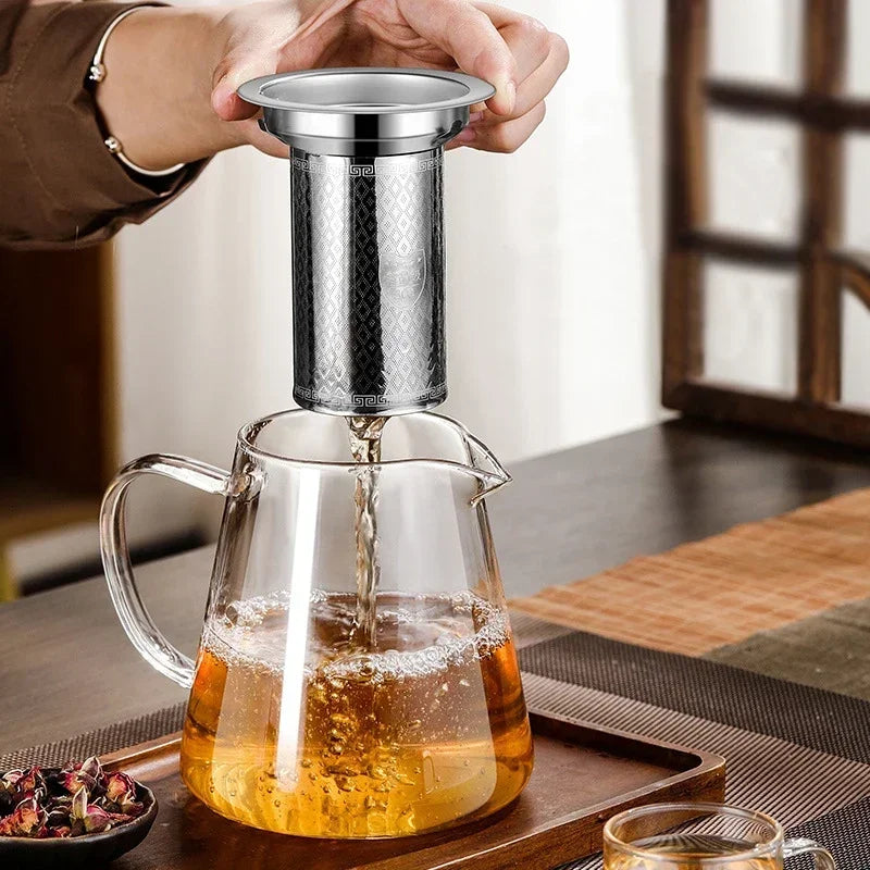 Large Heatproof Glass Teapot with Stainless Steel Infuser