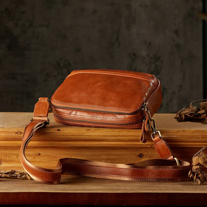 Classic Vintage Leather Sling Crossbody Bag