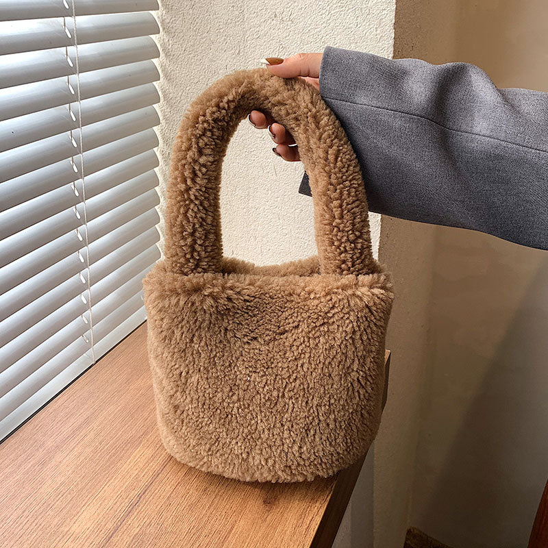Soft Miniature Plush Bucket Handbag