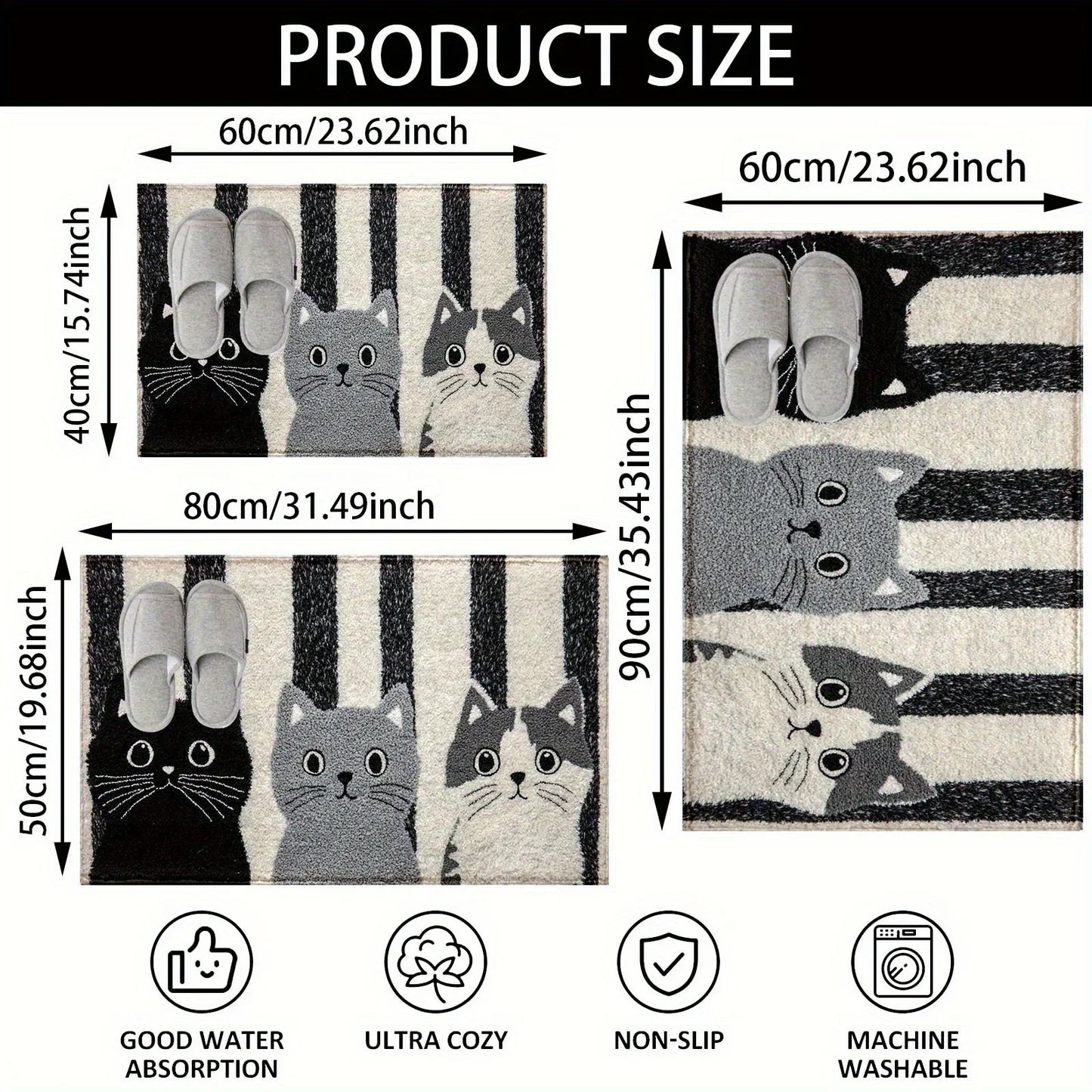 Colorful Cat Theme Rug | Soft & Waterproof Non-Slip Mat