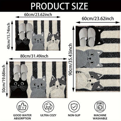 Colorful Cat Theme Rug | Soft & Waterproof Non-Slip Mat
