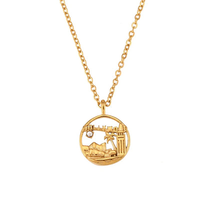 Gold Explorer World Travel Necklace