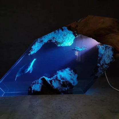 Ocean Blue Diving Resin Table Lamp Decor