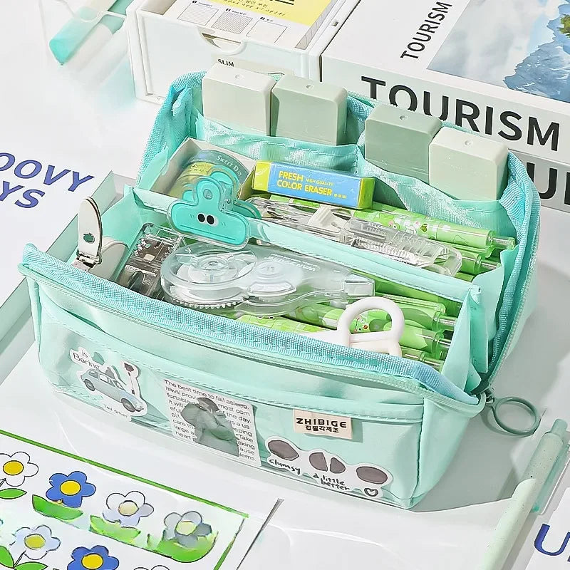 Clear Pencil Case with 10 Pockets