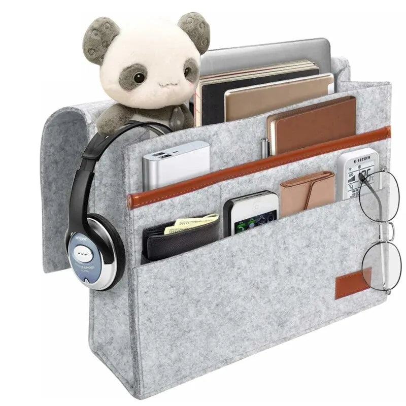 Hanging Bedside Storage Bag for Tablets and Remotes
