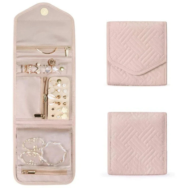 Portable Travel Jewelry Roll Up Storage Pouch