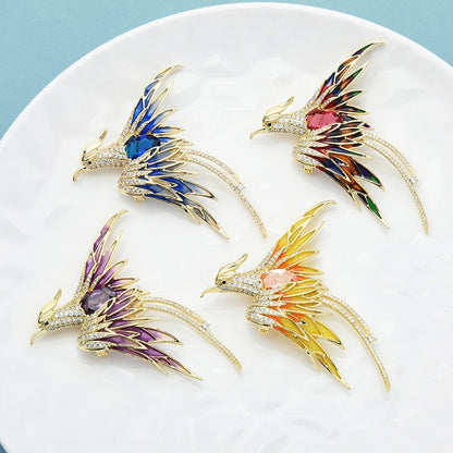 Vibrant Winged Phoenix Pin Badge