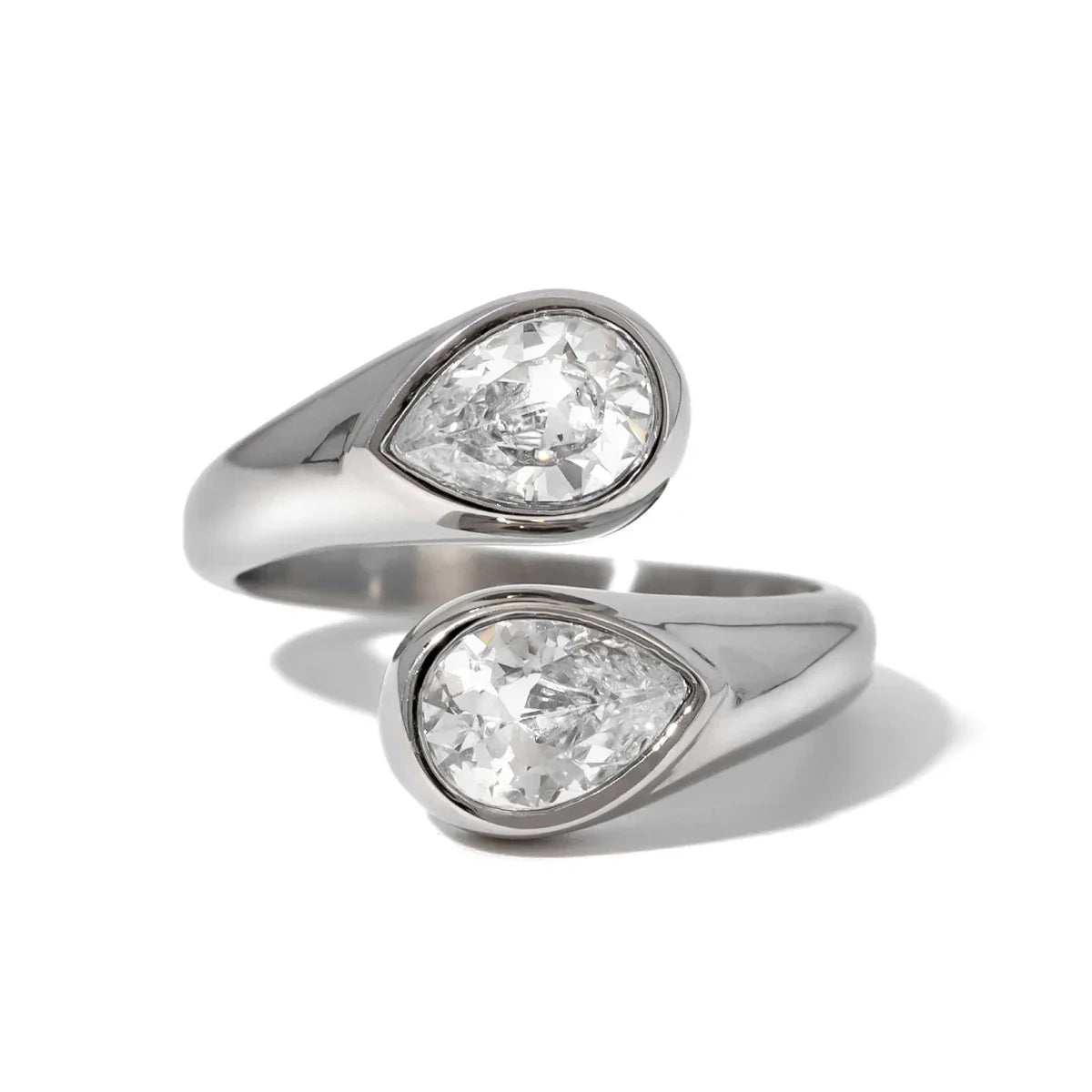 Elegant Drop Diamond Wrap Ring