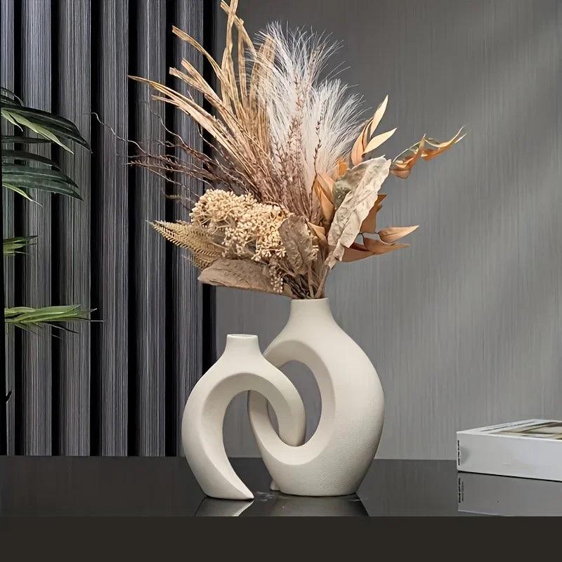 White Ceramic Vase Set