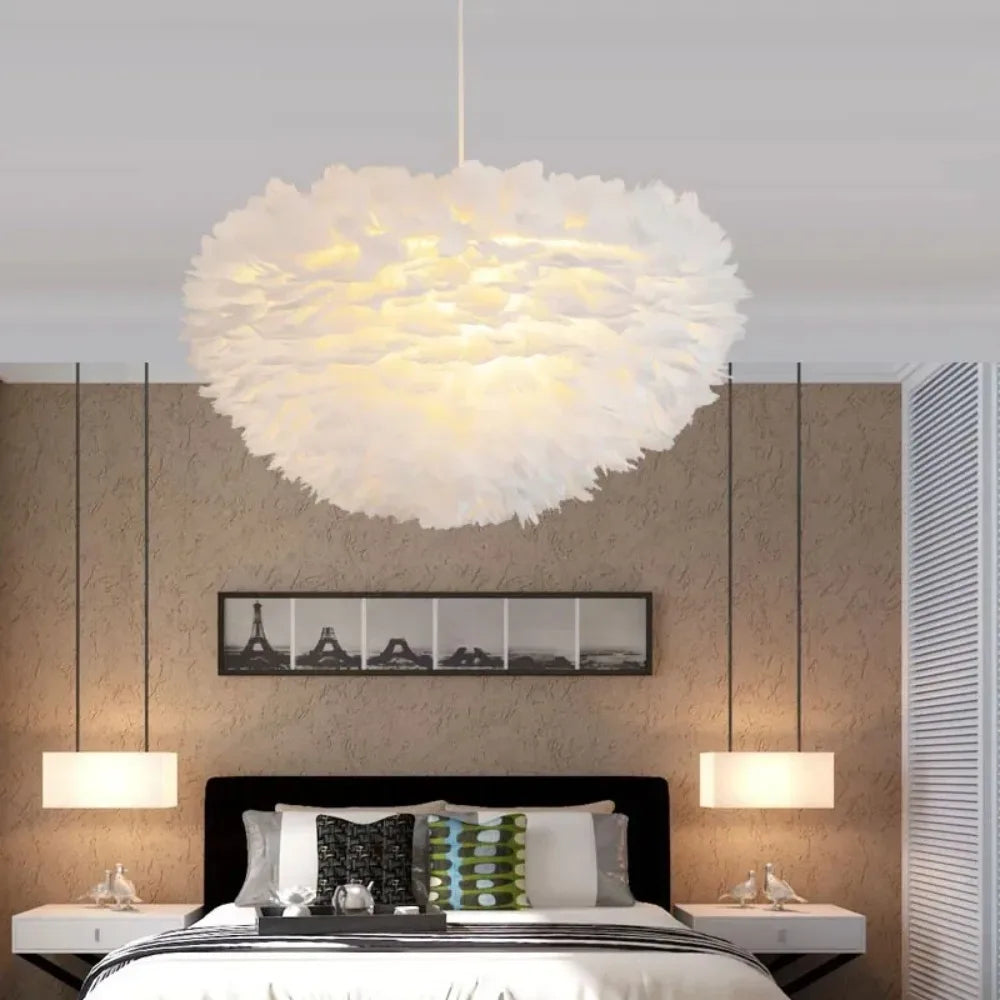Simple Nordic Feather Drop Lamp with Bright LED