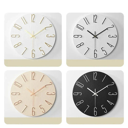 Simple Wooden Wall Clock – Quiet Quartz Modern Design