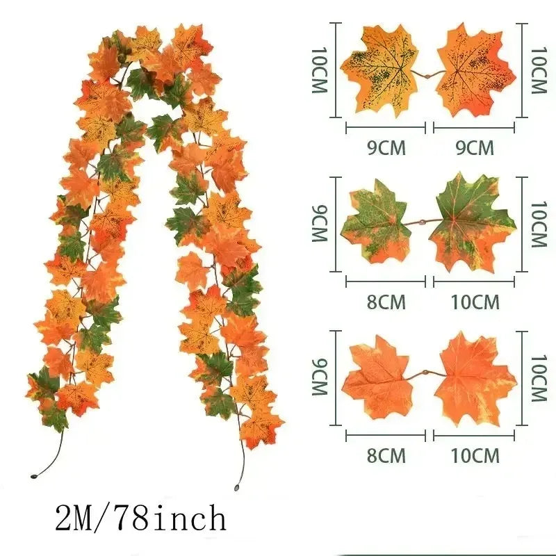 Autumn Maple Leaf Artificial Garland for Home Decor