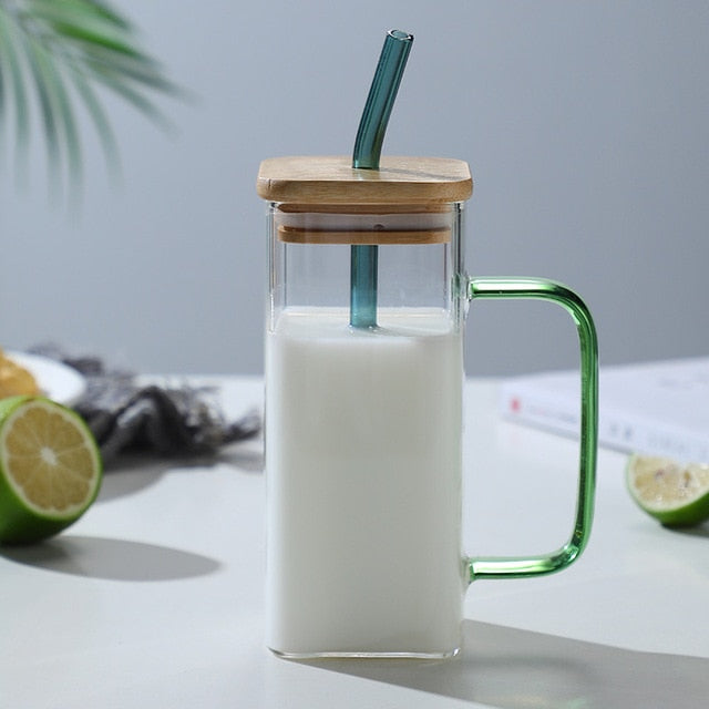 Big Square Travel Mug with Lid and Straw