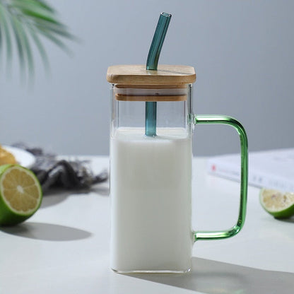 Big Square Travel Mug with Lid and Straw