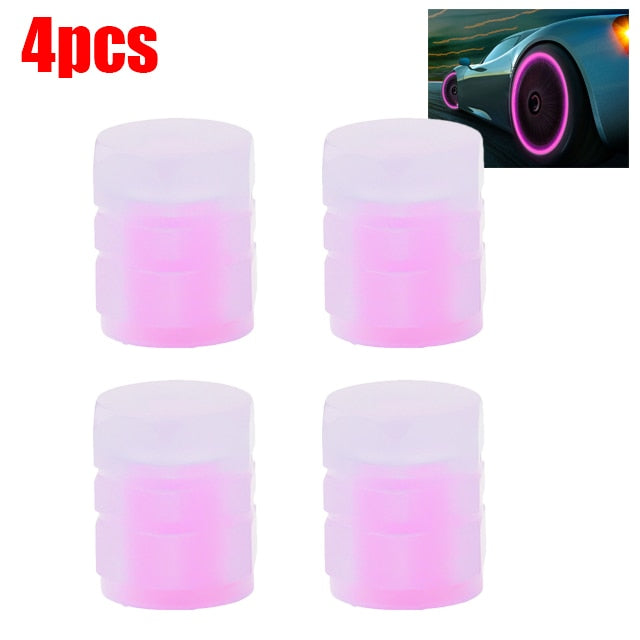 Glowing Car Tire Valve Stem Caps 4 Pack